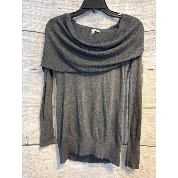 Halogen Gray Off-Shoulder Cowl Neck Sweater M - Picture 1 of 3